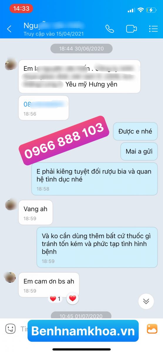 Phản hồi chữa bệnh lậu. Hưng Yên 1